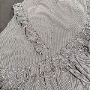 Source Unknown Black and White Striped High Low Dress